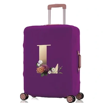 Image of Printed Design Travel Trolley Case Cover Protector Washable Suitcase Luggage Storage Covers for 18 28 inch (purple gold L, S (18 21 Luggage))