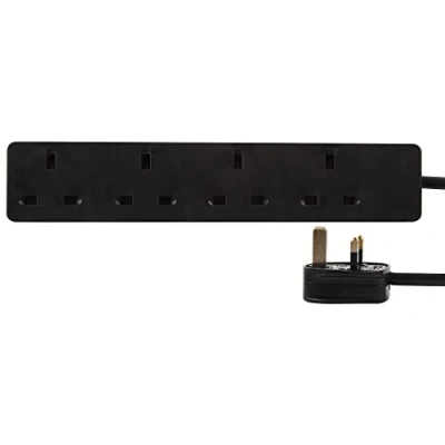 Image of PRO ELEC PELB1407 4 Gang Extension Lead, 1m, Black