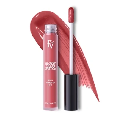 Image of FV Liquid Lipstick, Highly Pigmented &amp; Long Lasting, Shine Finish, Moisturising Formula Lip Gloss, Vegan (Coy Glossy, 3.5ml)