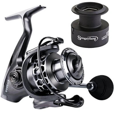 Image of Sougayilang Fishing Reel 13+1BB Light Weight Ultra Smooth Aluminum Spinning with Free Spare Spool XY1000