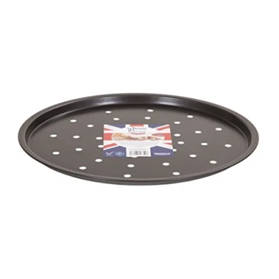 Image of Wham Non Stick Pizza Tray, Steel, Silver/Graphite, 33 x 1.5 cm