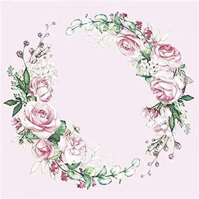 Image of Maki 3 Ply Flowery Tissue Paper Napkins Serviettes for Decoupage Lunch 33cm x Pack of 20 (Wedding Watercolour Wreath)