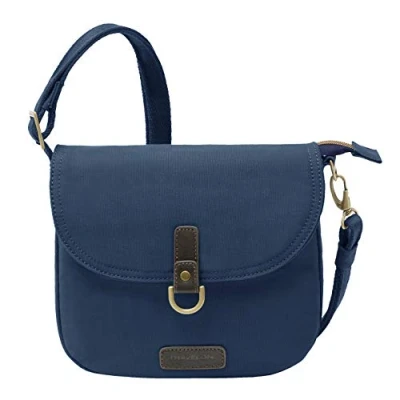 Image of Travelon: Anti theft Courier Saddle Crossbody Bag, Navy, 9 x 7 2.25,