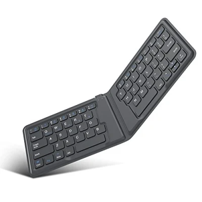 Image of MoKo Universal Foldable Keyboard, Ultra Thin Portable Rechargeable Wireless Bluetooth Keyboard for iPad, iPhone, Compatible with iOS, Android and Windows Tablets Smartphones Laptop Devices, Gray