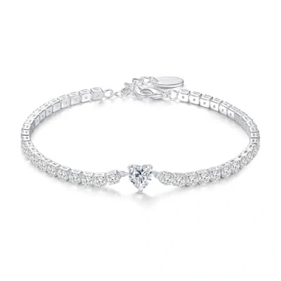 Image of Philip Jones Heart Solitaire Tennis Bracelet Created with Zircondia® Crystals