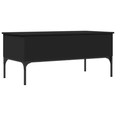 Image of vidaXL Black Engineered Wood/Metal Coffee Table Lift Top Design for Dining/Work, Hidden Storage, Adjustable Feet, Rectangular Modern Sofa Living Room