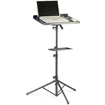 Image of Stagg Two Tier Computer Stand, Adjustable Tripod for Laptop, Extra Table Accessories