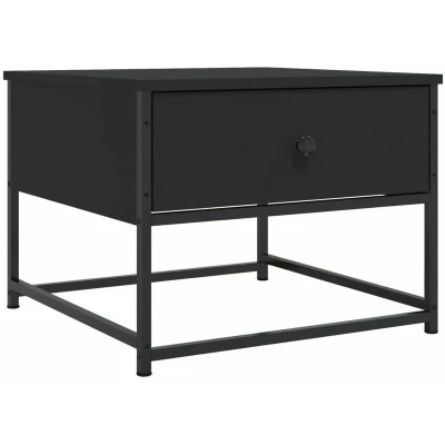 Image of vidaXL Coffee Table Black, 51x51x40 cm, Engineered Wood Material, Square Shape, for Living Room, Industrial Style, Adjustable Legs