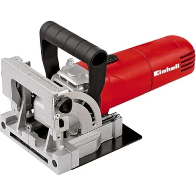 Image of Einhell TC BJ 900 Biscuit Jointer 860W Plate Joiner With 100mm Mini Circular Saw Cutter, Variable Cutting Depth (Max 14mm) Dust Extraction For Woodworking , Red
