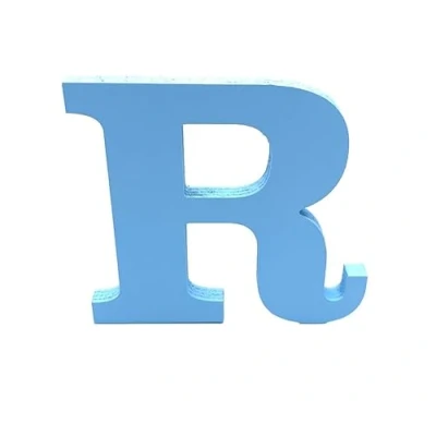 Image of Blue Wooden MDF Letter R Size 13cm Tall Free Standing Letters for Arts &amp; Crafts Personalized Name Decor