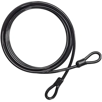 Image of Belle Vous Bike Security Cable Lock 4.5m/15ft Long and 10mm Thick Heavy Duty Black Flexible Vinyl Coated Steel with Double Loop Ends for Bicycle