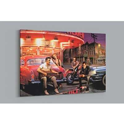 Image of Legendary Crossroads Chris Consani Elvis Presley, Humphrey Bogart, Marilyn Monroe, James Dean Gallery Framed Canvas Art Picture Print