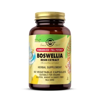 Image of Solgar Boswellia Resin extract Vegetable Capsules Pack of 60 Frankincense, Premium botanical Anti Inflammatory, Supports Joint Health Vegan