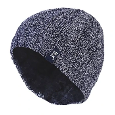 Image of HEAT HOLDERS Womens Thermal Fleece Lined Cable Knit Winter Beanie Hat 3.4 tog (One Size, Blue)