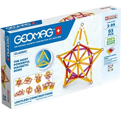 Image of Geomag Classic 93 Pieces Magnetic Construction for Children Green Collection 100 Percent Recycled Plastic Educational Toys
