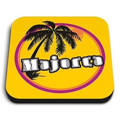 Image of 1 x Square MDF Fridge Magnet Majorca Sunset Travel Holiday Stamp 7121