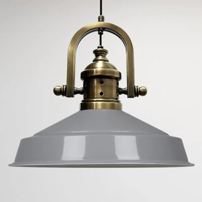 Image of bamyum Asletl Finke Hanging Lamp Industrial Pendant Light, 40 cm Shades, Modern Metal Kitchen Island Lights, E27 for Living Room and Dining Room, Grey Light