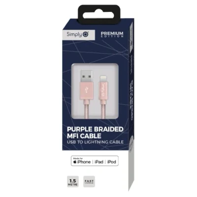Image of 8x Simply MFI USB iPhone Braided Cable 1.5m Rose Gold BLAC05