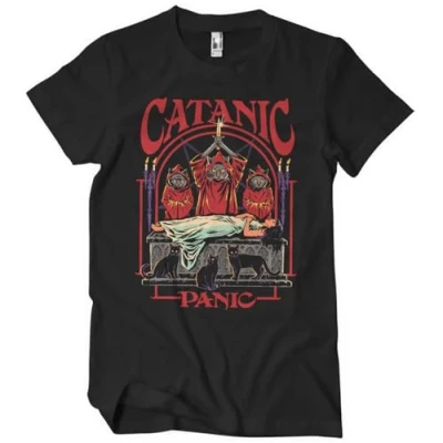 Image of Steven Rhodes Officially Licensed Catanic Panic Mens T Shirt (Black), Medium