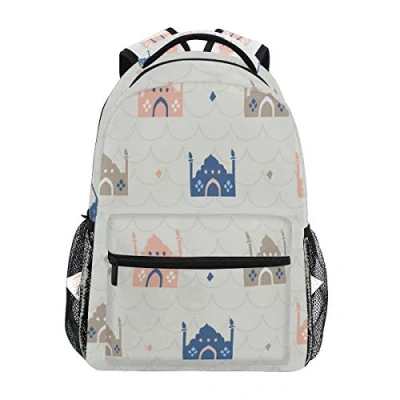 Image of Cute Mosque Arabic Pattern School Backpack for Boys Girls Kids Travel Bag Bookbag