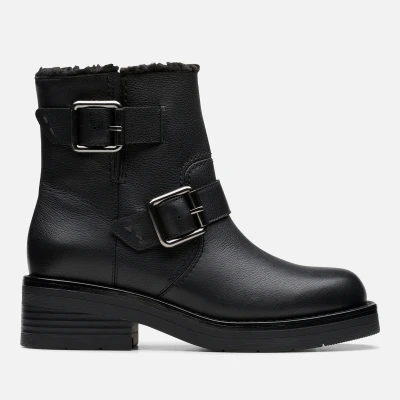 Image of Clarks Rebelle Buckle Platform ankle boots, Women&#039;s, Size: 4, Black Leather