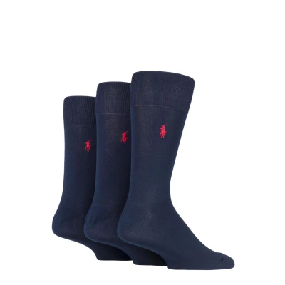 Image of Polo Ralph Lauren Mercerized Socks 3 PACK Socks, Men&#039;s, Size: 6 8, Navy