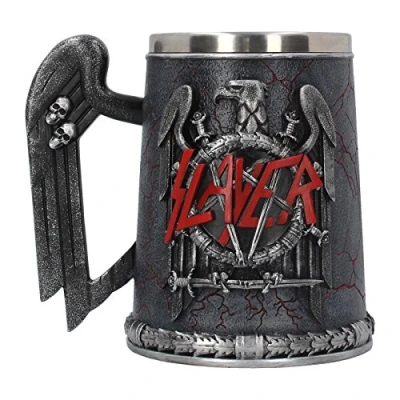 Image of Nemesis Now B4128M8 Slayer Tankard Mug 14cm Black, Resin w/Stainless Steel Insert , Grey