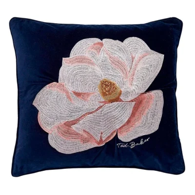 Image of Ted Baker Opal Floral Embroidered Cushion 45cm x Navy