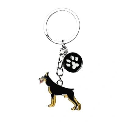 Image of BT Bear Dog Key ring Keychain,DO ID Tag Cute Metal Keychain Keyring Keyfob Bag Charm (Dobermann)
