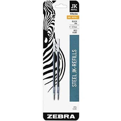 Image of Zebra G 301 Stainless Steel Pen JK Refill, Fine Point, 0.7mm, Black Ink, 2 Count, Pack of 5 (Total 10 refills)