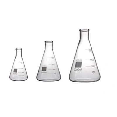 Image of Rocwing Borosilicate 3.3 Glass Graduated Conical Erlenmeyer Flask for Laboratory (500ml+1000m+2000ml)