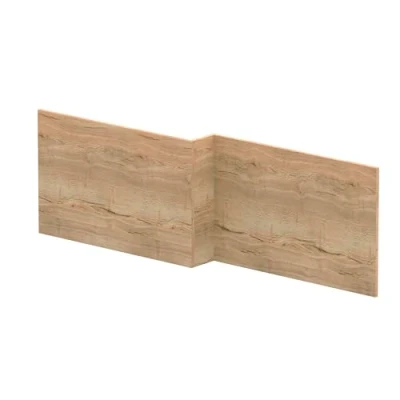 Image of 1700mm Edge/Power L Shape Square Front Bath Panel Textured Woodgrain Autumn Oak