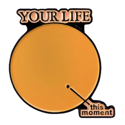 Image of Inspirational Word Enamel Lapel Pins Your Life This Moment Pin Verse Brooch Enjoy The Present of Today Badges for Backpacks Clothes Decor DIY Craft Accessories, Metal, alloy