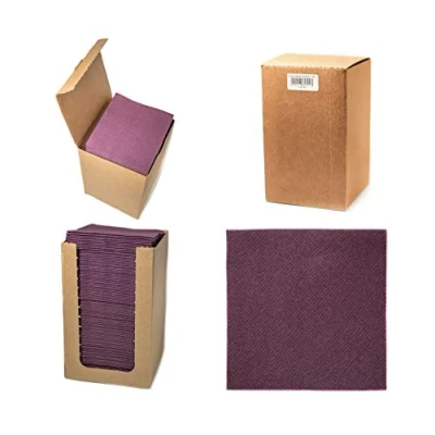Image of Alvotex Chic Airlaid 100 Cocktail Napkins, 1/4 Fold Fabric Like, Disposable Napkin, Plum, 20 x cm