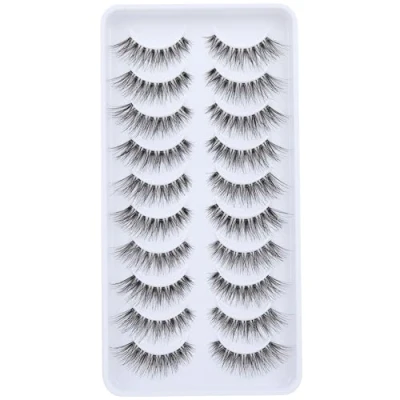 Image of Newcally Eyelashes False Lashes Natural Look Fake Eye Wispy Strip 3D Long 10 Pairs Multipack