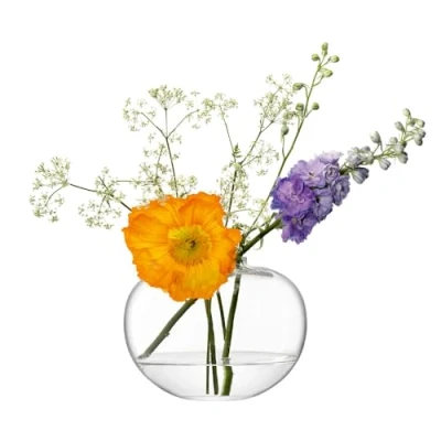 Image of LSA Flower Curved Bouquet Vase H15cm Clear 1 Unit Mouthblown &amp; Handmade Glass FW37