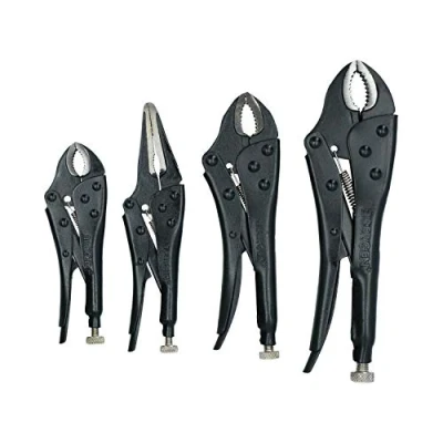 Image of 4pc Locking Grip Plier Set Mole Grips Pliers Curved + Straight Jaws