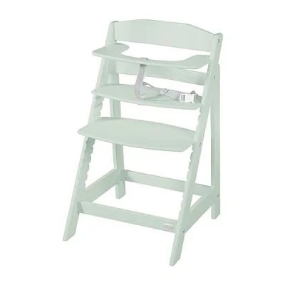 Image of roba 2 in 1 Wooden Grow Along High Chair Sit up Flex Adjustable Height from 6 Months to 70 kg Anti Tipping Baby with Smooth Surface Mint Green