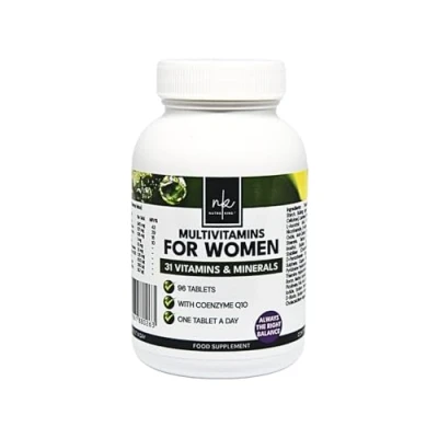 Image of NutraKing Multivitamin Tablets for Women 31 Multivitamins with Minerals, Vitamins A, B, C, D, E, K, Iron and CoQ10, Easy to Swallow Vitamin Pills (96 Capsules (Tub))