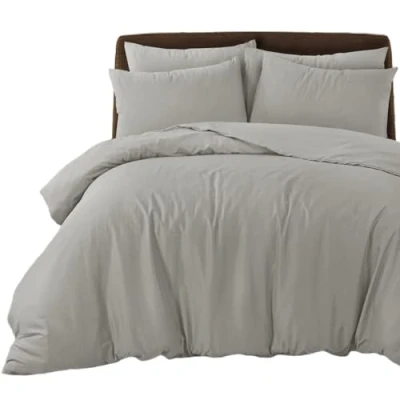 Image of Bronwen Mathews Super King Size Duvet Set Linen Soft Microfibre Quilt Cover with 2 Pillowcases, Easy Care Wrinkle Free SuperKing Bedding of 3 Pcs (Linen, King)