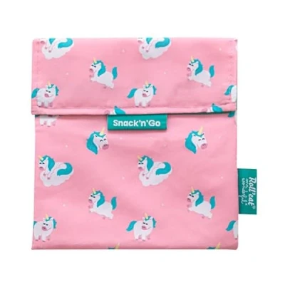 Image of Roll&#039;eat ® Mr. Wonderful Reusable Snack Bag Kids Snacks Container Eco Friendly Food for Storage Unicorn Holder Snack&#039;n&#039;Go Mr