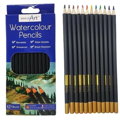 Image of CELINO making your day 12 Watercolour Pencils Set Artist Drawing Painting Sketching Art Water Colour UK