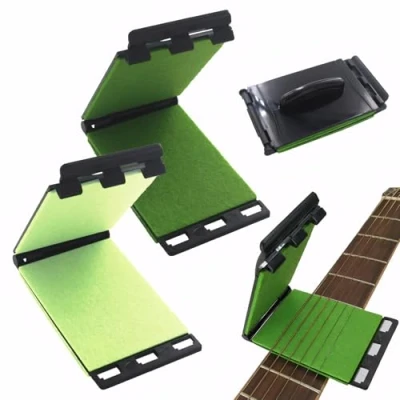 Image of Fret Floss 2 Pcs Guitar String Cleaner Green Cleaning Kit,Fretboard for Guitar,Bass,Ukulele,Violin,Rust Removal,Degreasing