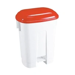 Image of Derby 30 Litre White/Red Plastic Pedal Bin 348021