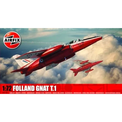 Image of Airfix Model Set A02105 Folland Gnat T.1 Building Kit Plastic Plane Kits for Adults &amp; Children 8+, Includes Sprues Decals 1:72 Scale