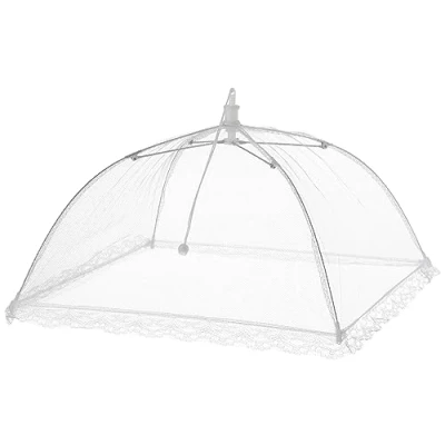 Image of KitchenCraft Pop Up Mesh Food Cover Dome, Fine Net Umbrella, Metal Wire Frame, 30.5 cm (12&quot;), White