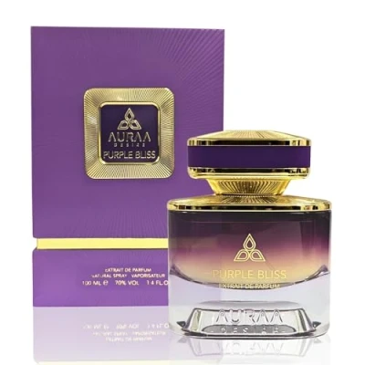 Image of Purple Bliss Extrait de Perfume 100ml by Auraa Desire Fresh Spicy Mineral Fragrance for Men Mandarin Saffron Violet Scents Long Lasting Eau Parfum