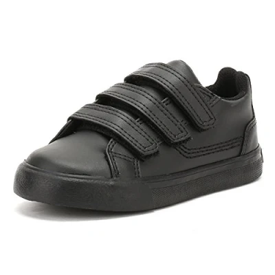 Image of Kickers Youth Unisex Tovni Triple Strap School Shoes, Black, 6 UK