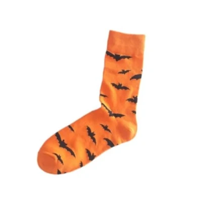 Image of Ro Rox Gothic Socks Skeleton Skull Bat Pumpkin Voodoo Halloween Unisex, Orange, One Size