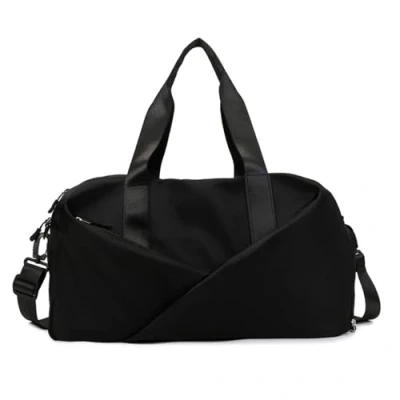 Image of YYKSYDPT Gym Bag, Unisex Sports Duffle Bag with Shoes Compartment and Waterproof Wet Pocket, Travel Overnight Weekend Bags for Swimming Yoga (Black)